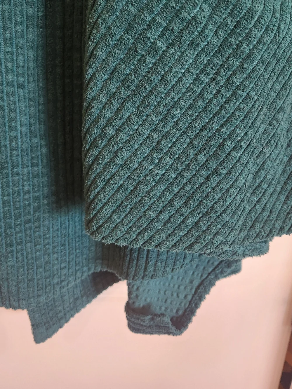 CMC by Color Me Cotton Green Corduroy Open Front Shacket Size L Flared Hemline